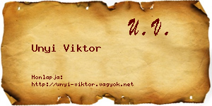 Unyi Viktor névjegykártya